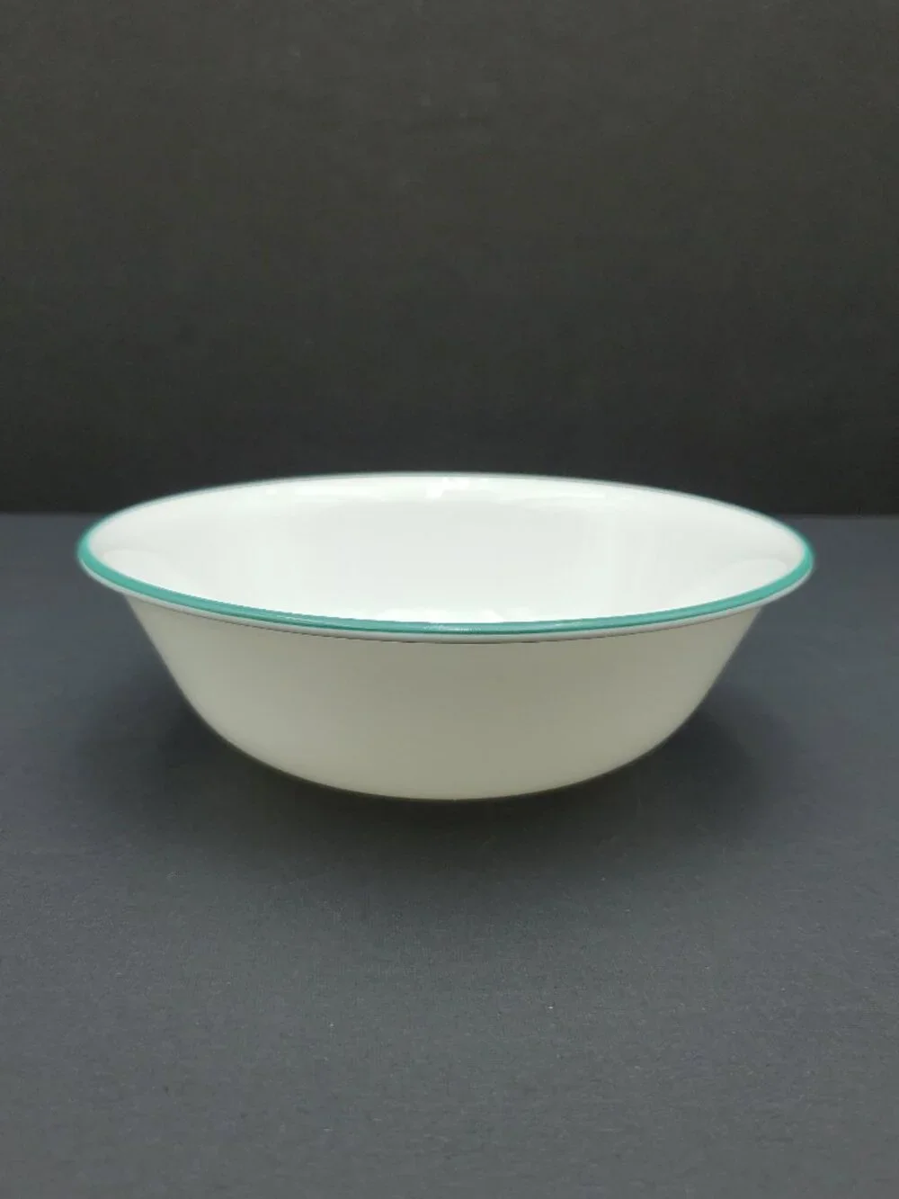 Corelle Penelope Soup Bowls Corning White Cereal Bowls with Dark Green Edge